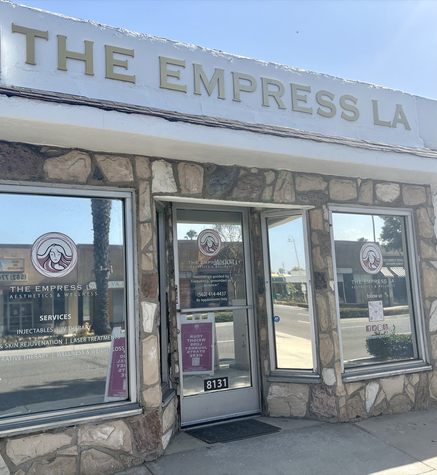 The Empress LA med spa storefront at 8131 Firestone Blvd, Downey, CA